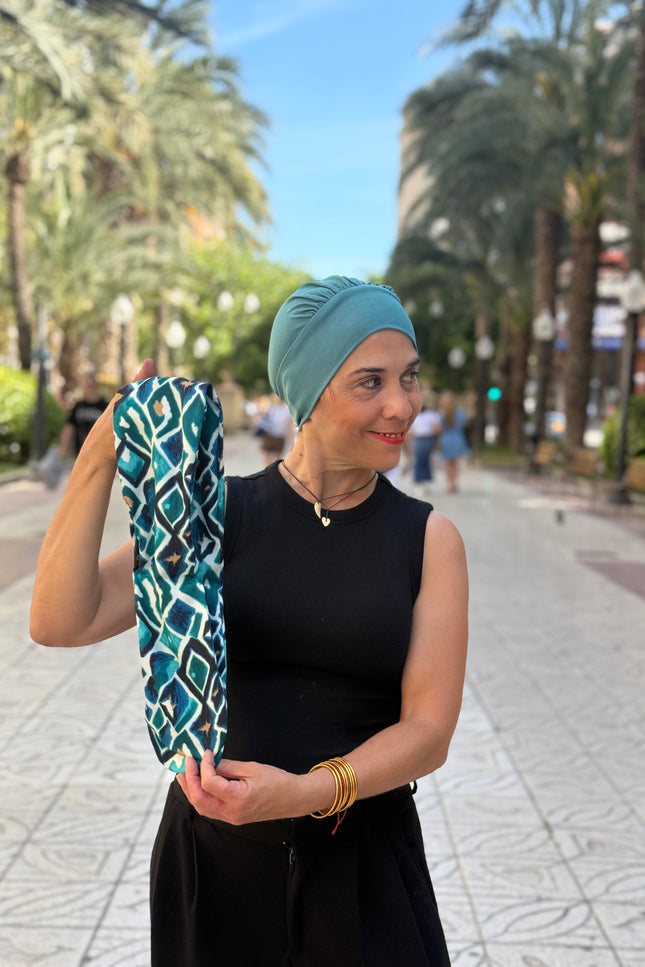 Pañuelo Oncológico Carla Bedia | Gala Azulejo