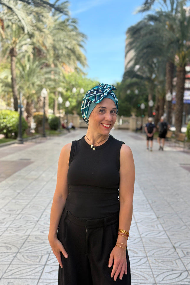 Pañuelo Oncológico Carla Bedia | Gala Azulejo