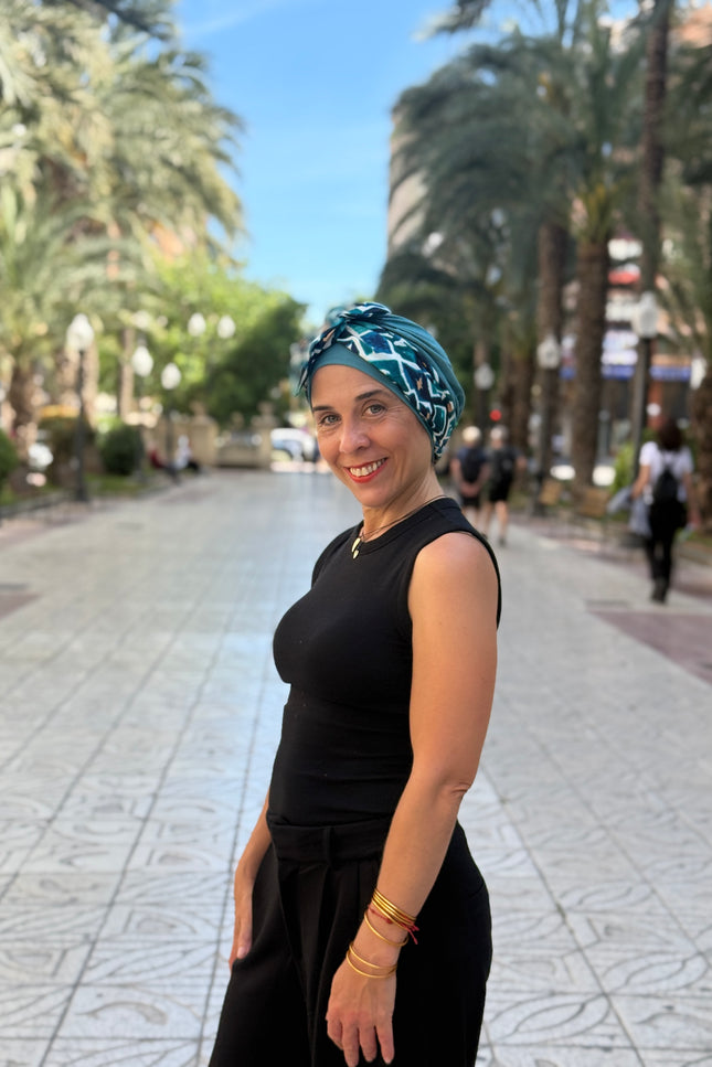 Pañuelo Oncológico Carla Bedia | Gala Azulejo