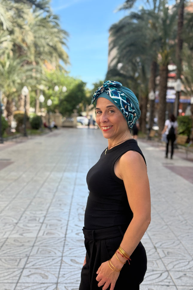 Pañuelo Oncológico Carla Bedia | Gala Azulejo