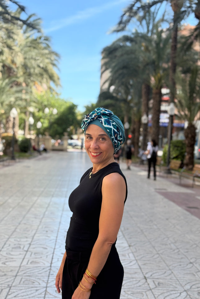 Pañuelo Oncológico Carla Bedia | Gala Azulejo