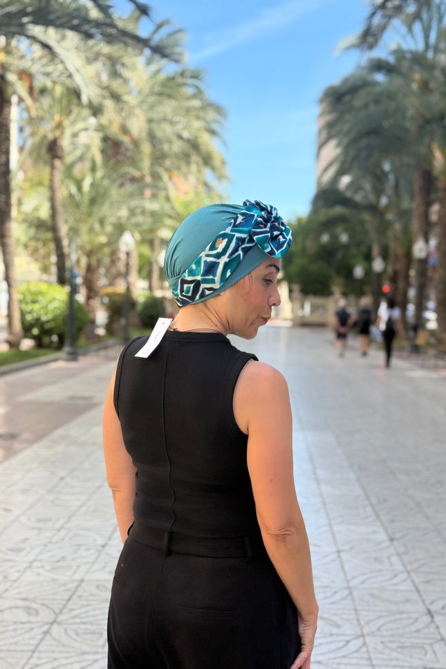 Pañuelo Oncológico Carla Bedia | Gala Azulejo