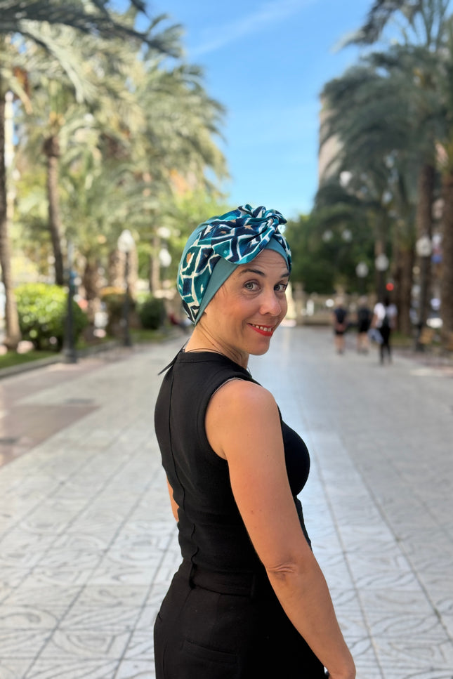 Pañuelo Oncológico Carla Bedia | Gala Azulejo