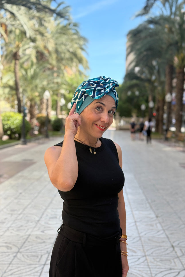 Pañuelo Oncológico Carla Bedia | Gala Azulejo