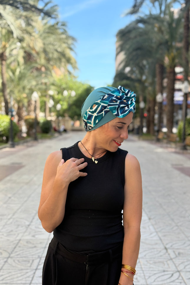 Pañuelo Oncológico Carla Bedia | Gala Azulejo