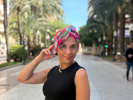 Pañuelo Oncológico Carla Bedia | Lara Coral Psicodélico