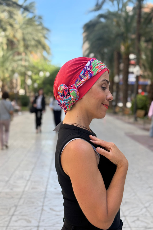 Pañuelo Oncológico Carla Bedia | Lara Coral Psicodélico