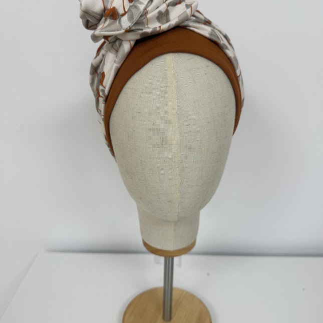 Pañuelo Oncológico Carla Bedia | Lara Cognac Floral Gris