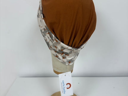 Pañuelo Oncológico Carla Bedia | Lara Cognac Floral Gris