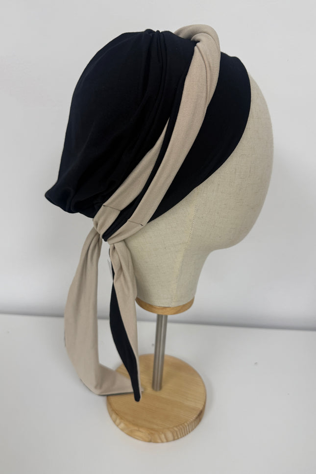 Pañuelo Oncológico Carla Bedia | Martina Negro Beige