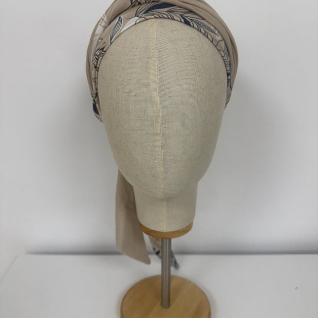 Pañuelo Oncológico Carla Bedia | Zoe Bambú Hojas Beige