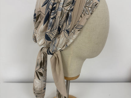 Pañuelo Oncológico Carla Bedia | Zoe Bambú Hojas Beige