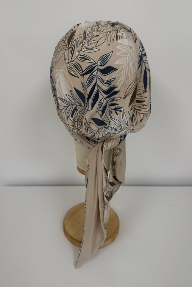 Pañuelo Oncológico Carla Bedia | Zoe Bambú Hojas Beige