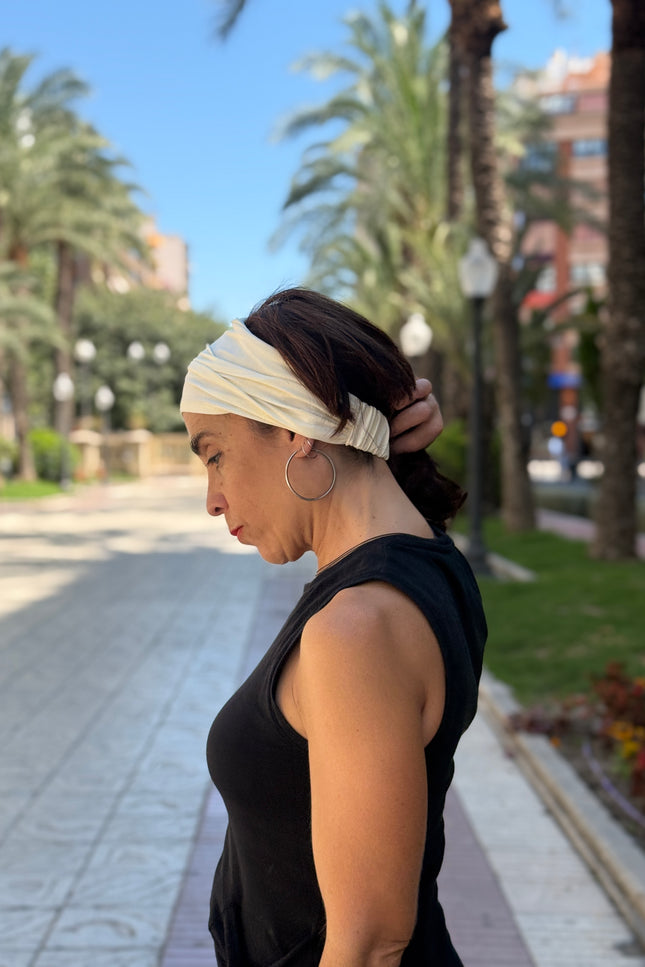 Banda de Bambú para Alopecia Frontal Fibrosante | Chloe Blanco Roto