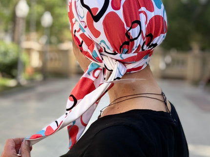 Pañuelo Oncológico Carla Bedia | Zoe Bambú Abstrac Coral Turquesa
