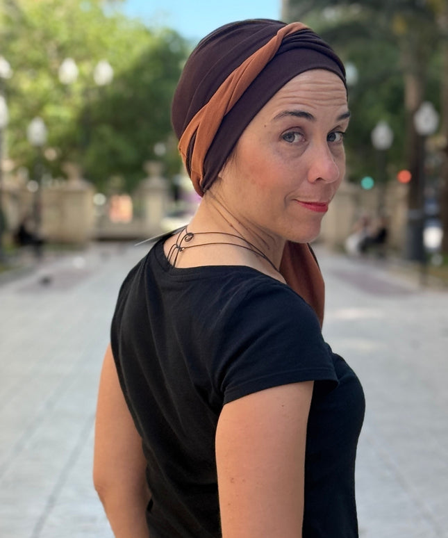 Pañuelo Oncológico Carla Bedia | Martina Chocolate Teja