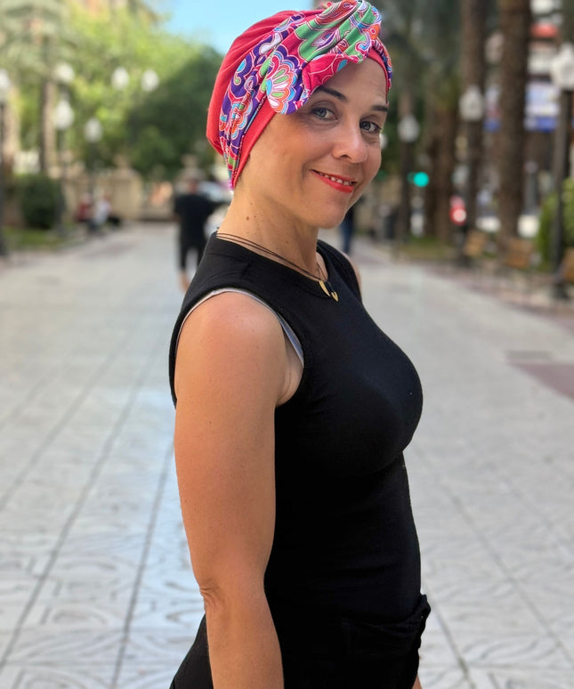 Pañuelo Oncológico Carla Bedia | Lara Coral Psicodélico