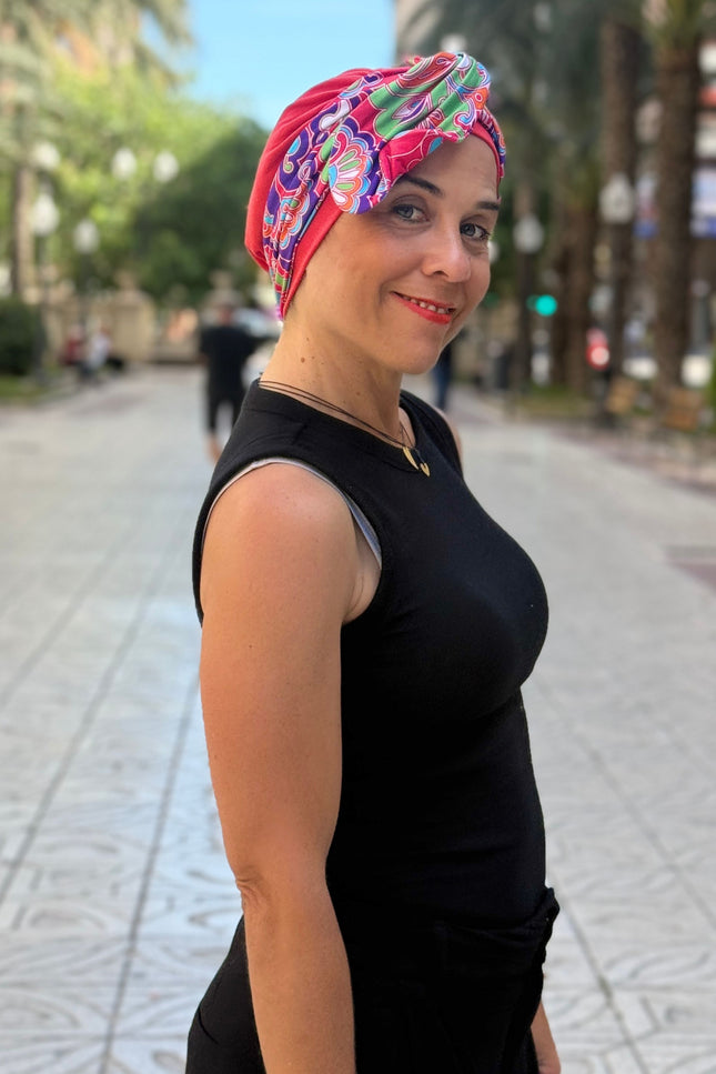Pañuelo Oncológico Carla Bedia | Lara Coral Psicodélico