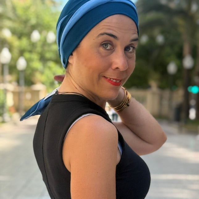 Pañuelo Oncológico Carla Bedia | Martina Azul Índigo