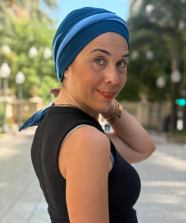 Pañuelo Oncológico Carla Bedia | Martina Azul Índigo