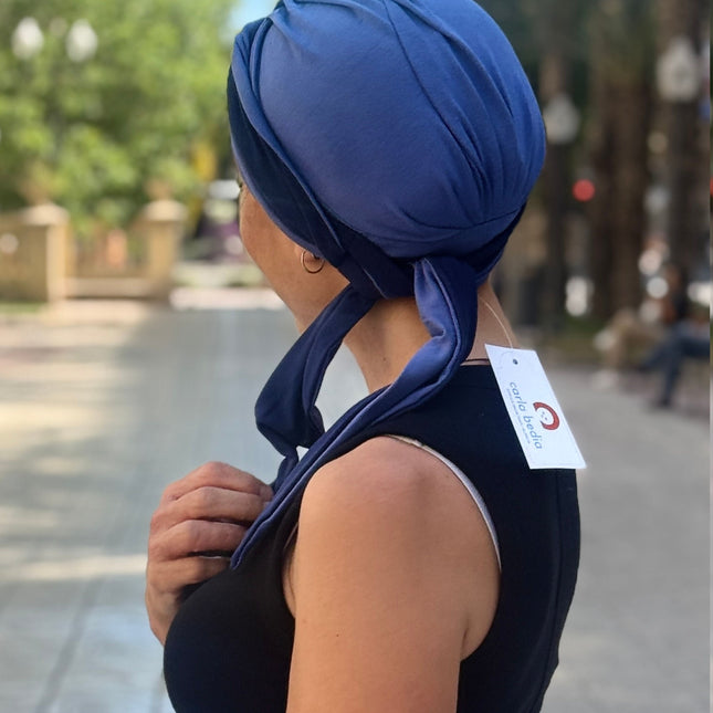 Pañuelo Oncológico Carla Bedia | Martina Azul Lavanda Marino