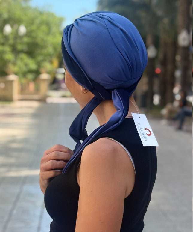 Pañuelo Oncológico Carla Bedia | Martina Azul Lavanda Marino