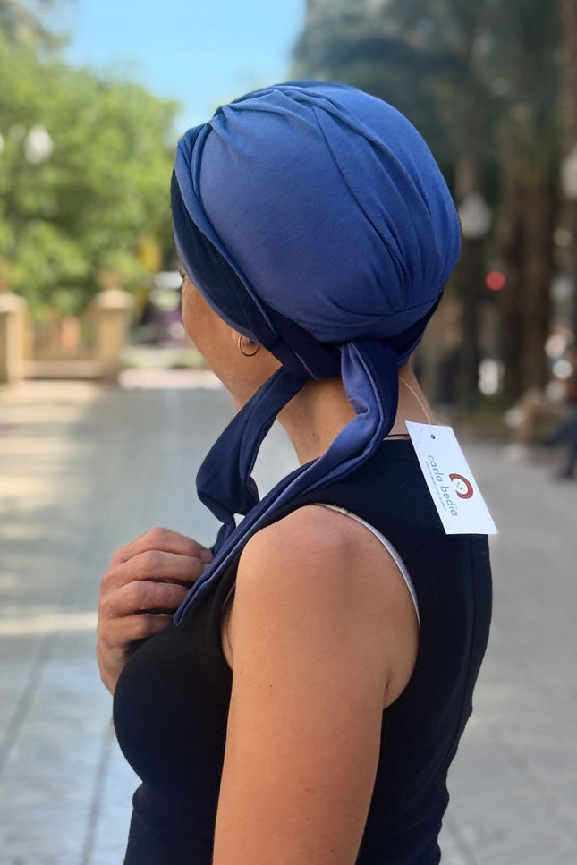 Pañuelo Oncológico Carla Bedia | Martina Azul Lavanda Marino
