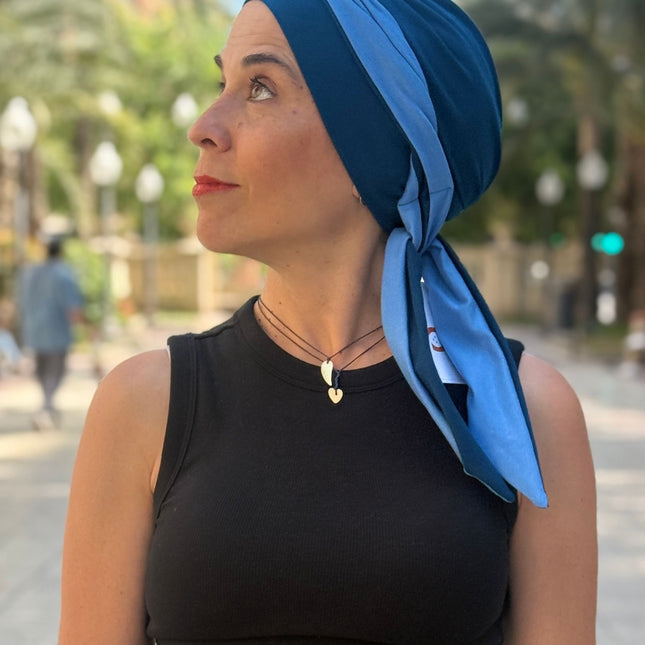 Pañuelo Oncológico Carla Bedia | Martina Azul Índigo