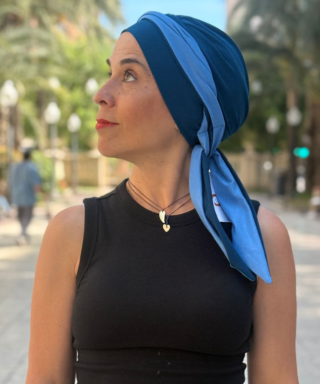Pañuelo Oncológico Carla Bedia | Martina Azul Índigo