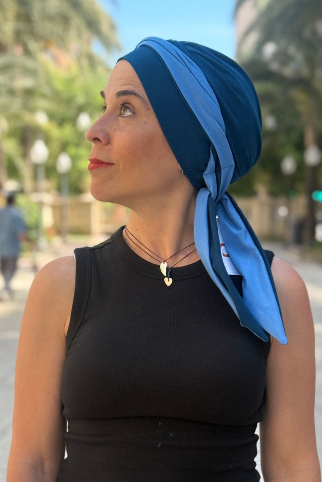 Pañuelo Oncológico Carla Bedia | Martina Azul Índigo
