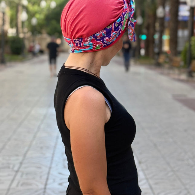 Pañuelo Oncológico Carla Bedia | Lara Coral Psicodélico
