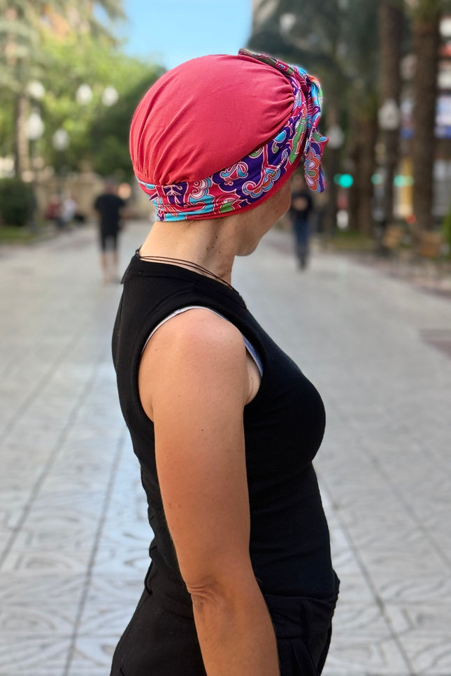 Pañuelo Oncológico Carla Bedia | Lara Coral Psicodélico