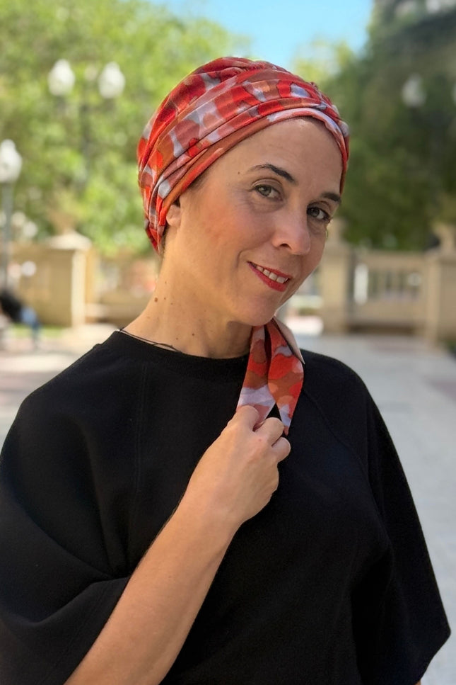 añuelo Oncológico Carla Bedia | Zoe Silk Acuarela Terracota