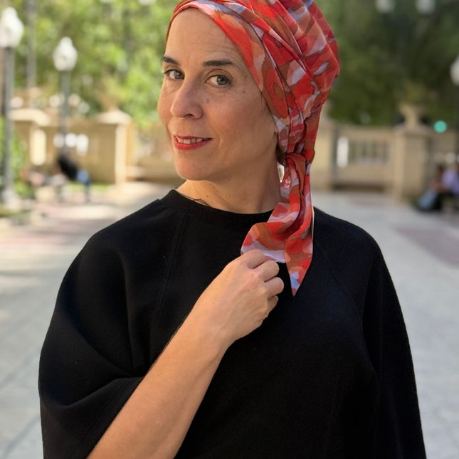 añuelo Oncológico Carla Bedia | Zoe Silk Acuarela Terracota