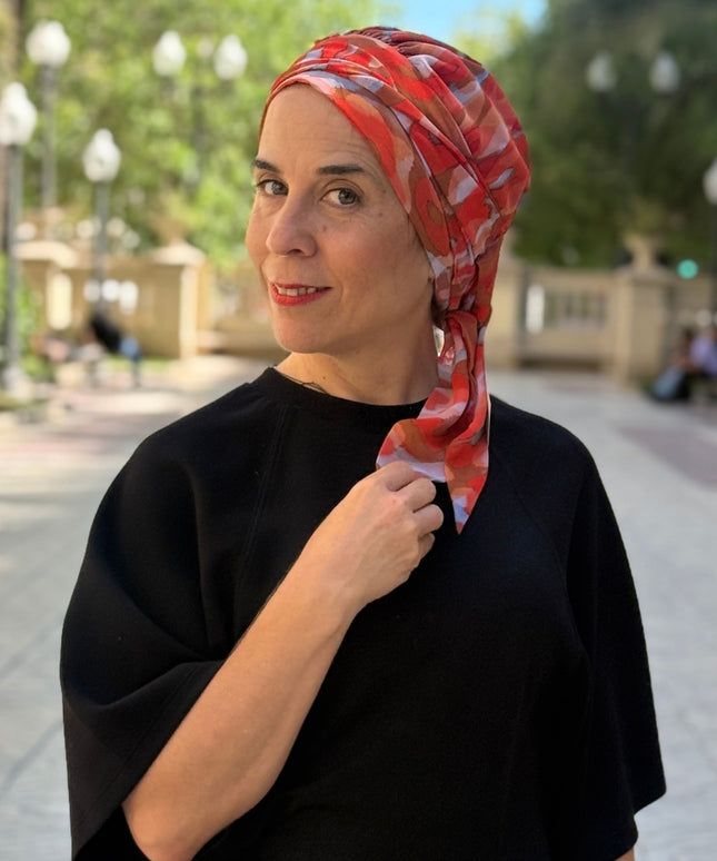 añuelo Oncológico Carla Bedia | Zoe Silk Acuarela Terracota