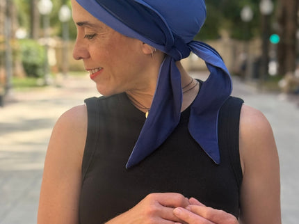 Pañuelo Oncológico Carla Bedia | Martina Azul Lavanda Marino