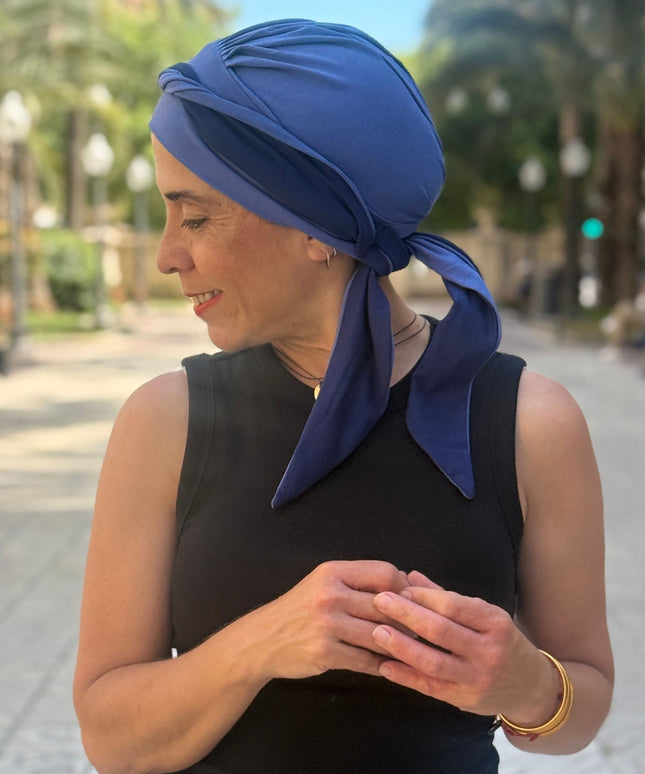 Pañuelo Oncológico Carla Bedia | Martina Azul Lavanda Marino