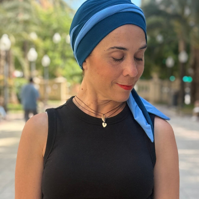 Pañuelo Oncológico Carla Bedia | Martina Azul Índigo