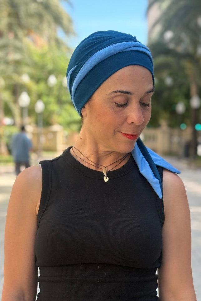 Pañuelo Oncológico Carla Bedia | Martina Azul Índigo