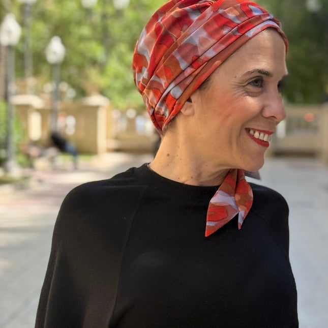 añuelo Oncológico Carla Bedia | Zoe Silk Acuarela Terracota