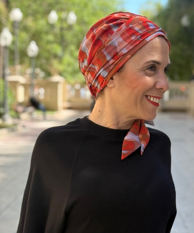 añuelo Oncológico Carla Bedia | Zoe Silk Acuarela Terracota