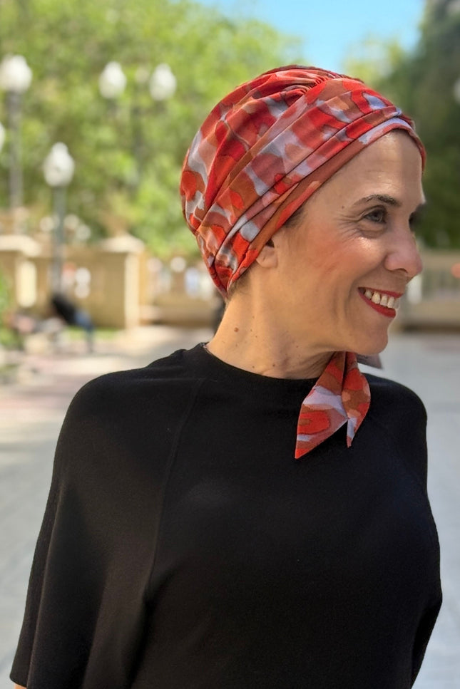 añuelo Oncológico Carla Bedia | Zoe Silk Acuarela Terracota