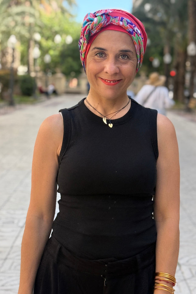 Pañuelo Oncológico Carla Bedia | Lara Coral Psicodélico