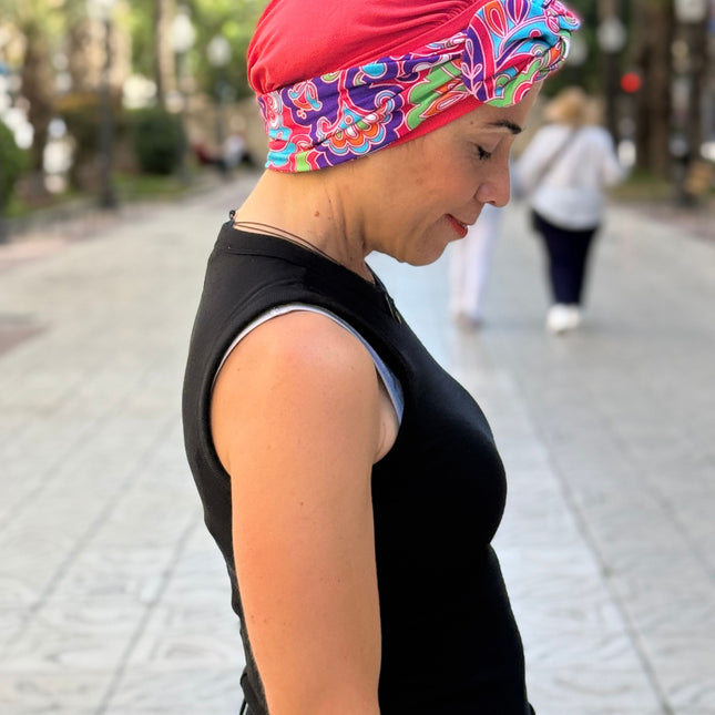 Pañuelo Oncológico Carla Bedia | Lara Coral Psicodélico