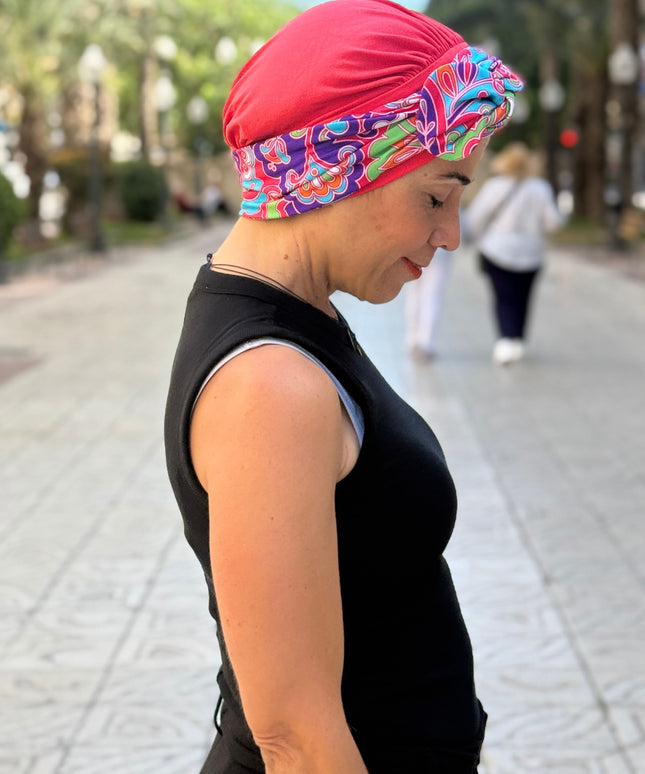 Pañuelo Oncológico Carla Bedia | Lara Coral Psicodélico