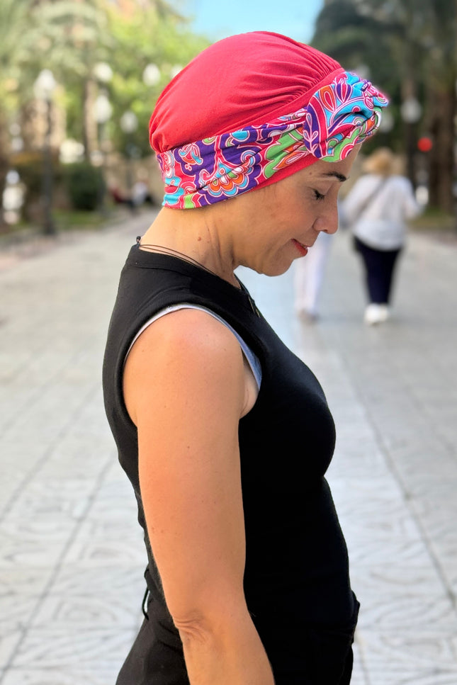Pañuelo Oncológico Carla Bedia | Lara Coral Psicodélico