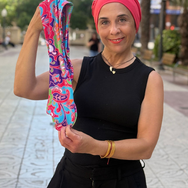 Pañuelo Oncológico Carla Bedia | Lara Coral Psicodélico
