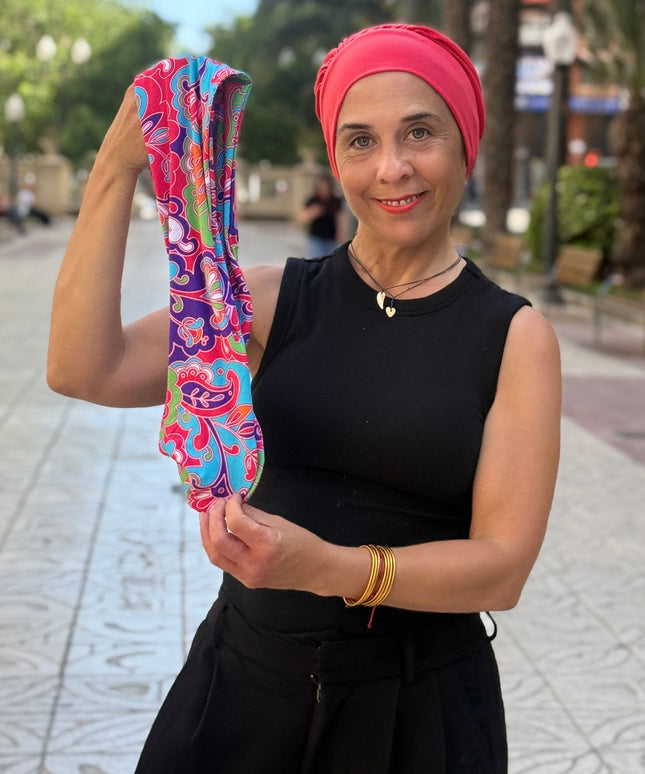 Pañuelo Oncológico Carla Bedia | Lara Coral Psicodélico