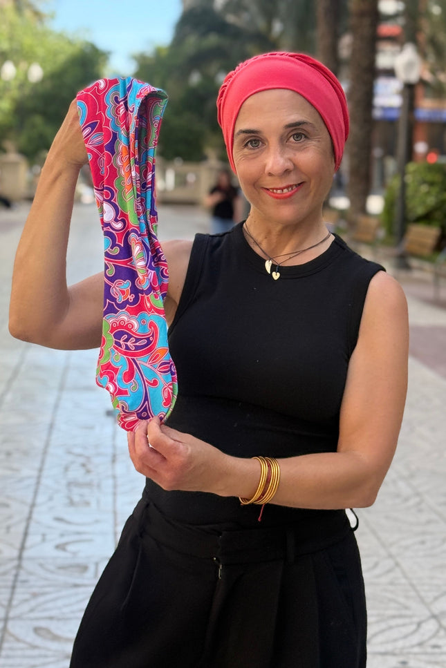 Pañuelo Oncológico Carla Bedia | Lara Coral Psicodélico