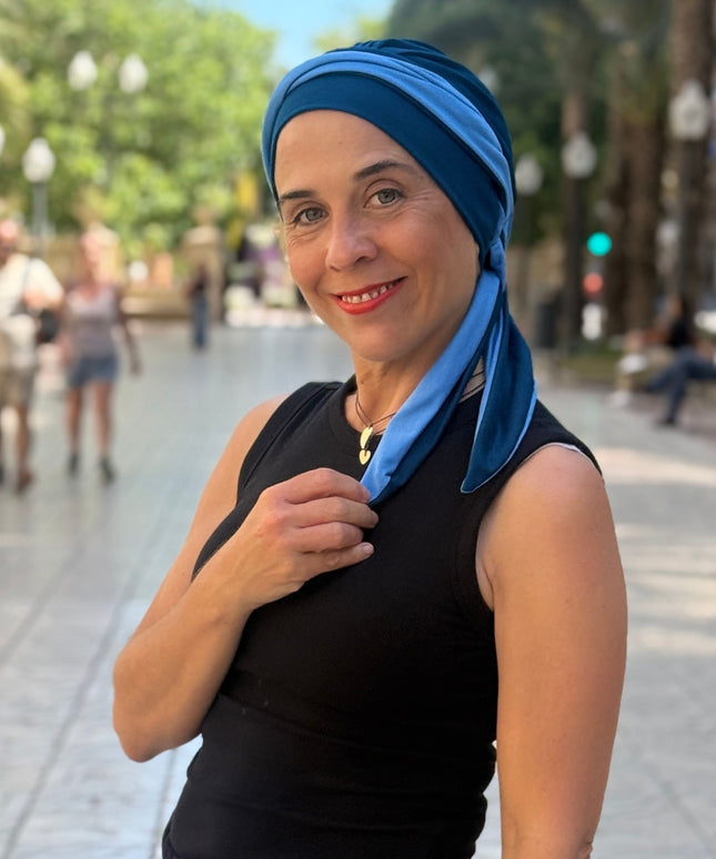 Pañuelo Oncológico Carla Bedia | Martina Azul Índigo